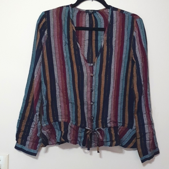 RAILS Blended Linen Beaux Varadero Stripe Multicolor Top - Picture 4 of 10